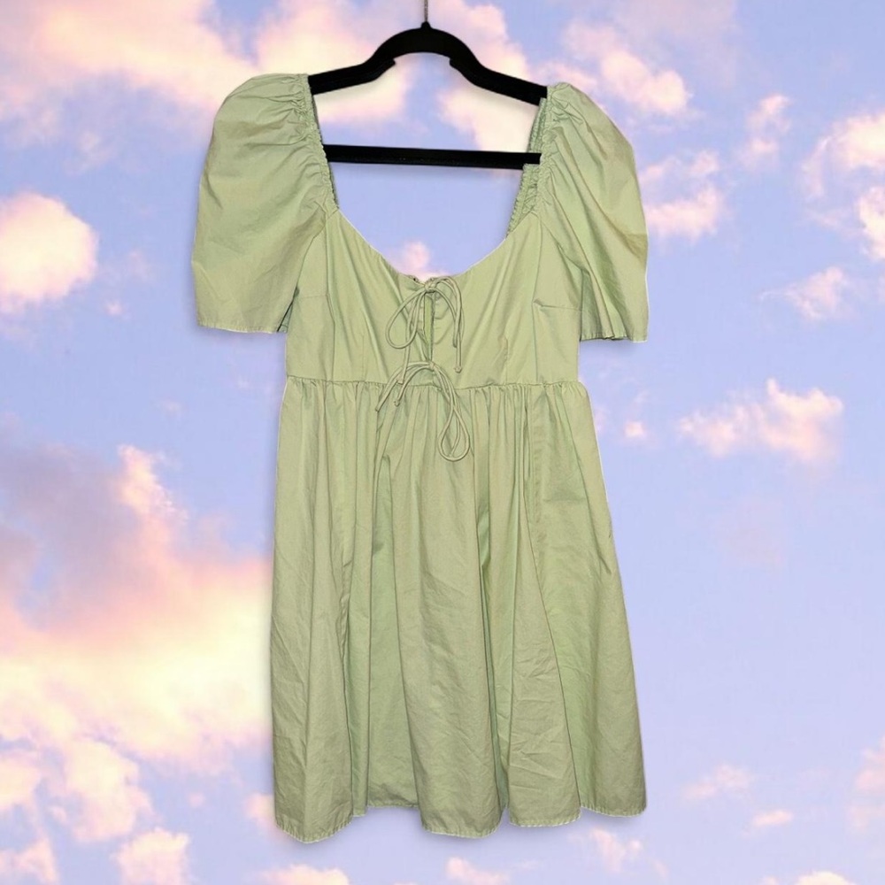 Abercrombie Mint Green Babydoll Front Tie Dress